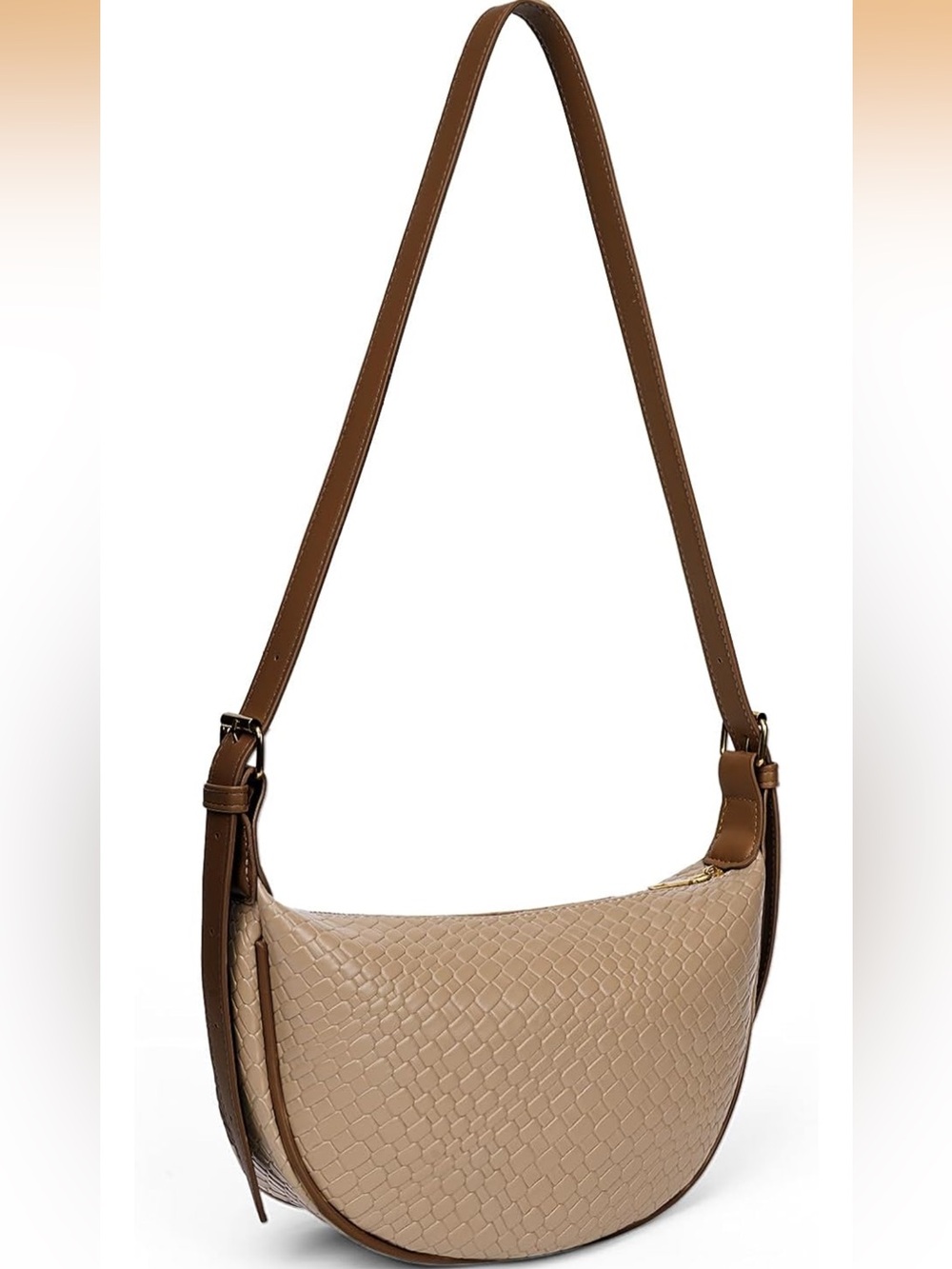 Woven Crossdbody Bag Vegan Leather Crescent Shoulder Bag for Woman Trendy Woven